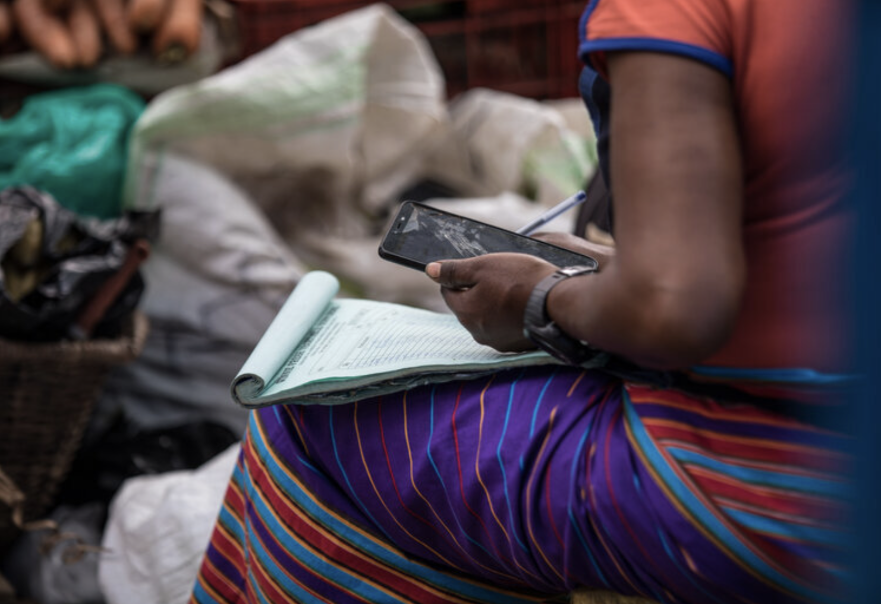 Woman using digital tools to access financial services